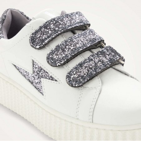 Baskets éclair mini blanc et paillettes violettes - Mahalia - Vanessa Wu
