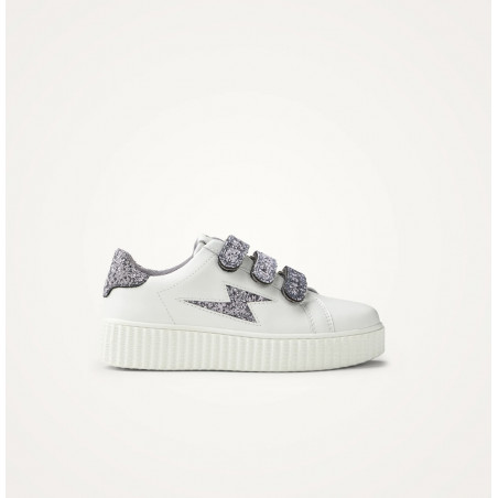 Baskets éclair mini blanc et paillettes violettes - Mahalia - Vanessa Wu
