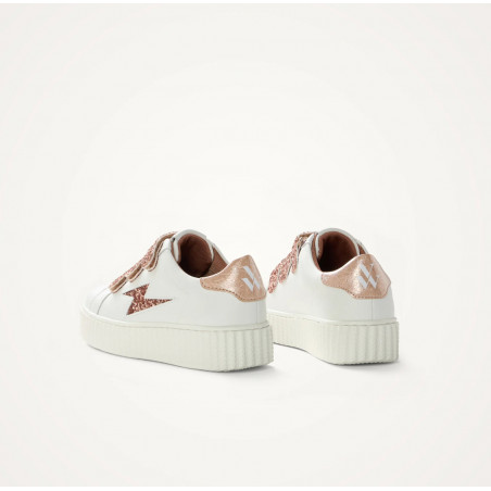 Baskets éclair mini blanc et paillettes rose gold - Mahalia - Vanessa Wu