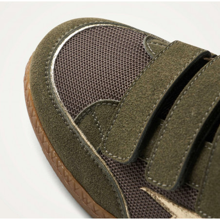 Baskets éclair vert kaki et or à semelle rétro - Osana - Vanessa Wu