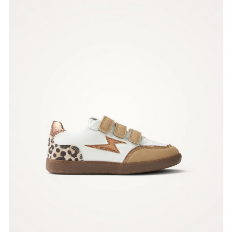 Baskets éclair Mini blanc et camel à semelle rétro - Oxane - Vanessa Wu