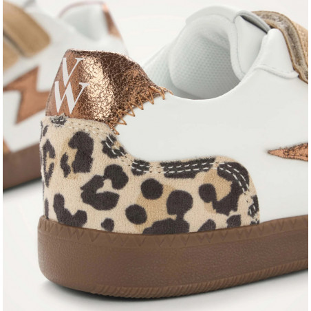 Baskets éclair Mini blanc et camel à semelle rétro - Oxane - Vanessa Wu