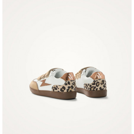 Baskets éclair Mini blanc et camel à semelle rétro - Oxane - Vanessa Wu