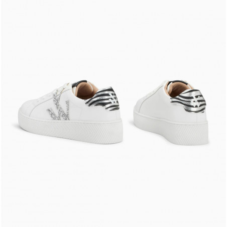 Baskets monogramme blanc et argent à lacets - Lou - Vanessa Wu