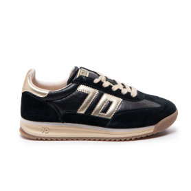 Jogger en cuir et suédine Black & Gold - Back70