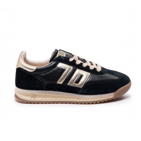 Jogger en cuir et suédine Black & Gold - Back70