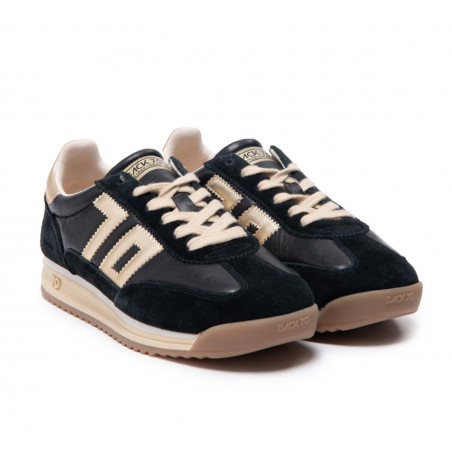 Jogger en cuir et suédine Black & Gold - Back70