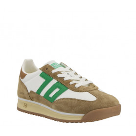 Jogger Femme en cuir blanc suédine camel - Back70