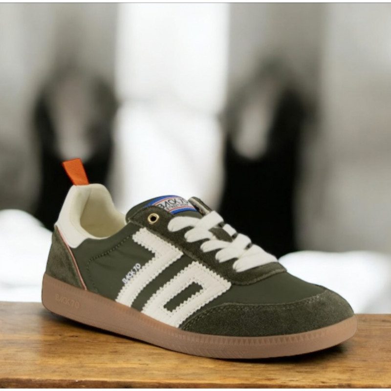 Ghost Femme cuir&nylon olive ligne orange - Back70