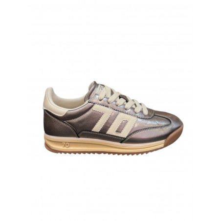 Jogger Femme en cuir gun metallic & milk - Back70