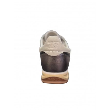 Jogger Femme en cuir gun metallic & milk - Back70