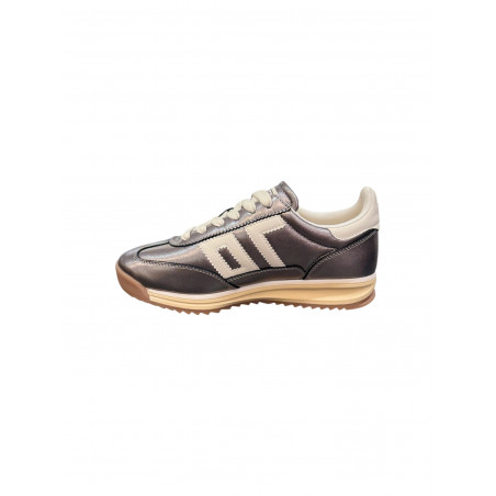 Jogger Femme en cuir gun metallic & milk - Back70