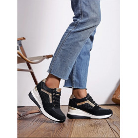 Basket compensée noir -...