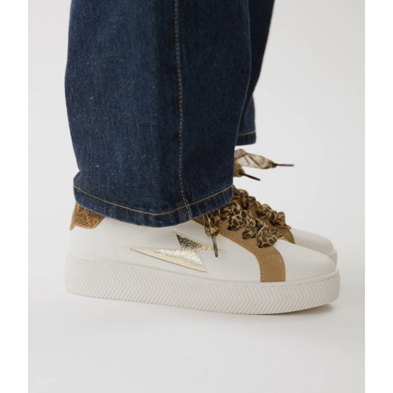 Baskets éclair blanc&camel - Milie - Vanessa Wu