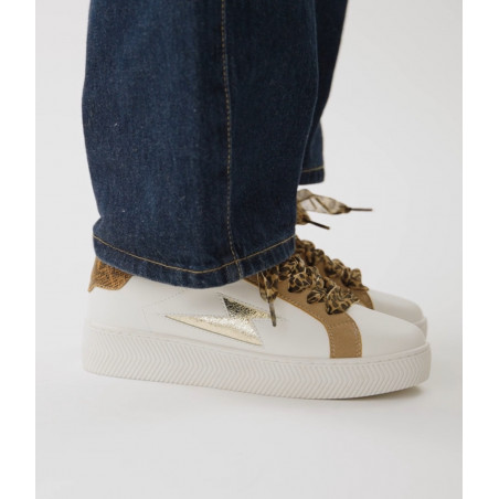 Baskets éclair blanc&camel - Milie - Vanessa Wu