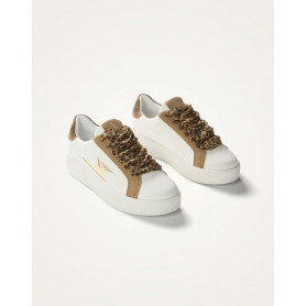 Baskets éclair blanc&camel - Milie - Vanessa Wu