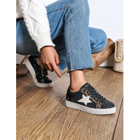 Baskets femme leopard -...