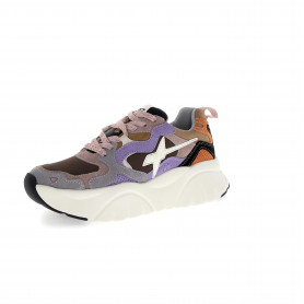 basket sneakers femme lacet cuir nylon