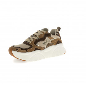 basket sneaker lacet cuir nylon femme