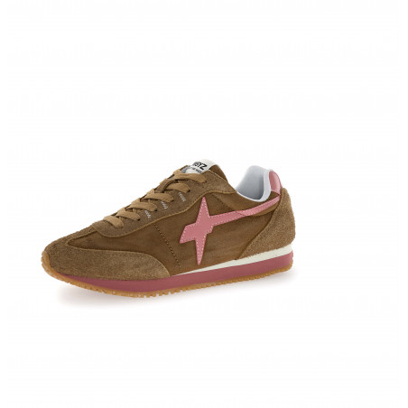 basket femme, sneaker, cuir, camel rose