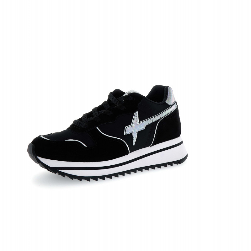 basket basket de sport cuir noir lacet