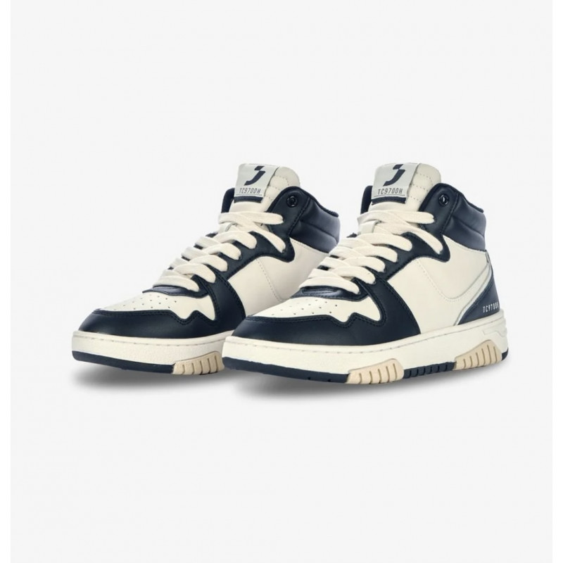 baskets semi montante cuir a lacets