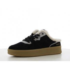 basket mule cuir moumoute