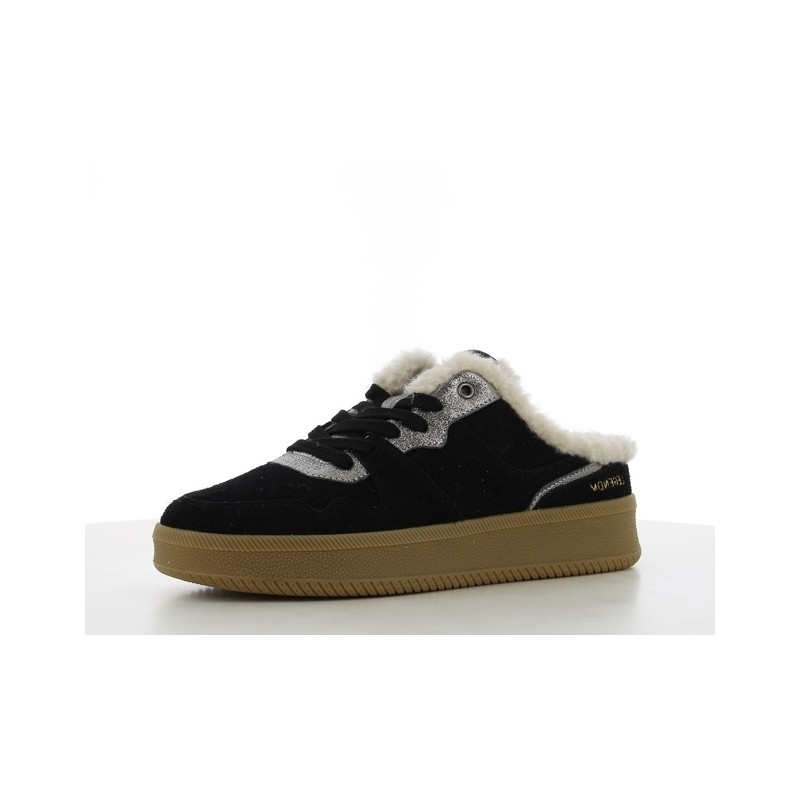 basket mule cuir moumoute