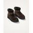 Paire de boots d’hiver léopard marron, bout rond confortable, intérieur faux shearling noir et semelle crantée