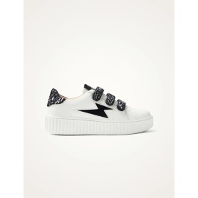 Baskets éclair blanches à scratch zèbre noir - Ingrid - Vanessa Wu