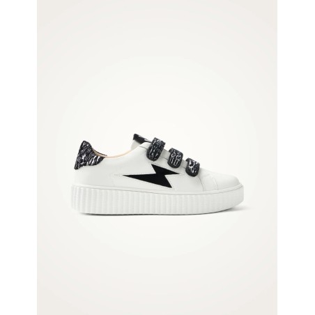 Baskets éclair blanches à scratch zèbre noir - Ingrid - Vanessa Wu