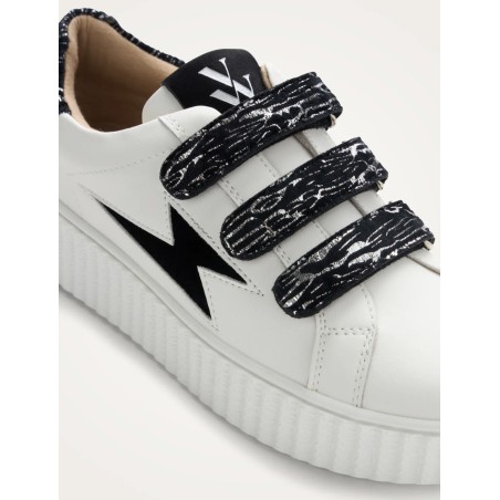 Baskets éclair blanches à scratch zèbre noir - Ingrid - Vanessa Wu