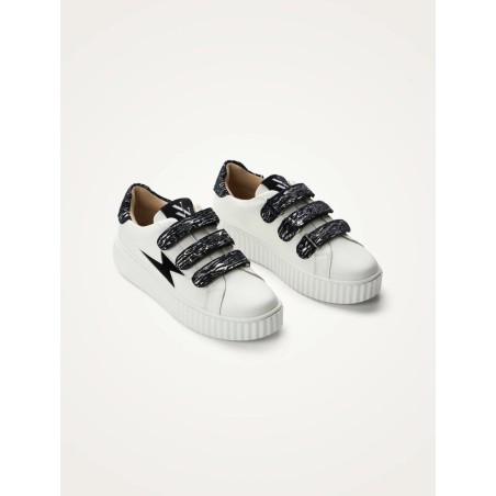 Baskets éclair blanches à scratch zèbre noir - Ingrid - Vanessa Wu