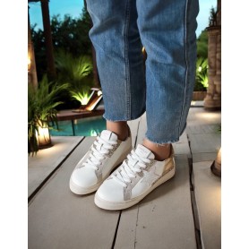 Basket Findlay Milo blanche à paillettes dorées