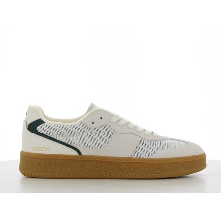 Basket homme SJ Men Casual Sneakers Low blanc et vert en suède et mesh avec semelle gomme