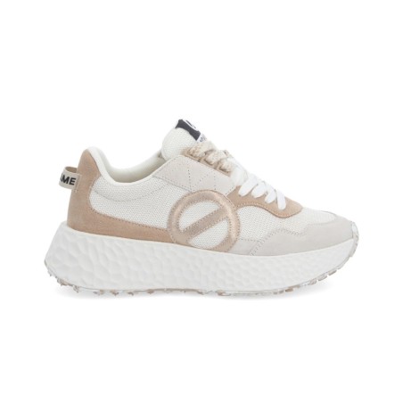 Basket femme No Name Carter Jogger W dove nude en cuir velours et textile avec semelle 5 cm