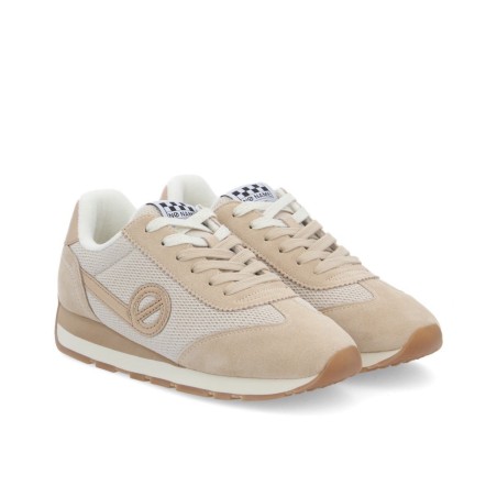 Basket femme No Name City Run Jogger W dune bronze en cuir velours et textile avec semelle 3 cm