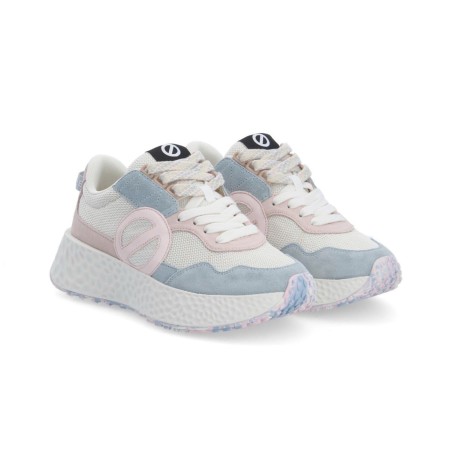 Basket femme No Name Carter Jogger W sky dove light pink en cuir velours et textile avec semelle 5 cm