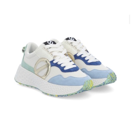 Basket femme No Name Carter Jogger W dove sky mint en cuir velours et textile avec semelle 5 cm
