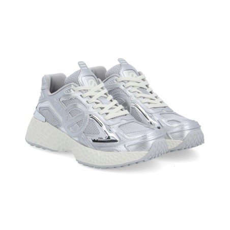 Basket femme No Name Carter 2.0 Tech W silver en mesh technique avec semelle 5 cm EVA et caoutchouc