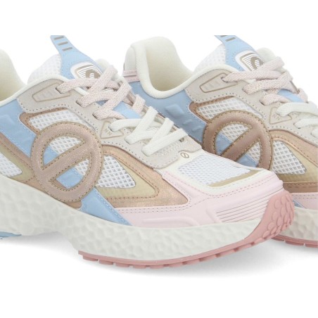 Basket femme No Name Carter 2.0 Tech W off white pink sky en mesh technique avec semelle 5 cm