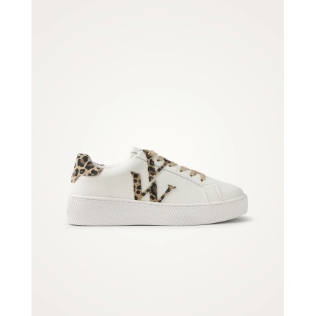 Baskets JANE Initials blanc et léopard Vanessa Wu femme | La Boutique GDR