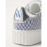 Détail arrière argenté et rayé bleu des baskets MAGGIE Originals Vanessa Wu