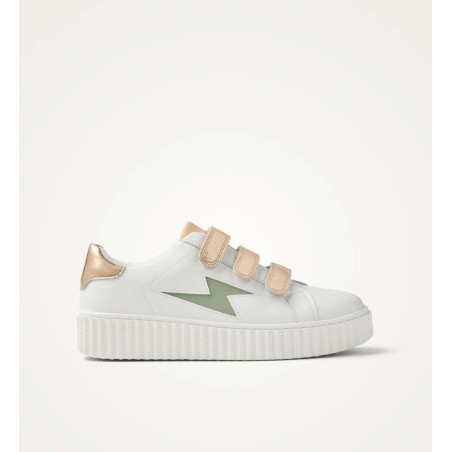 Vue de profil basket MAGGIE Originals blanc vert argile rose gold Vanessa Wu