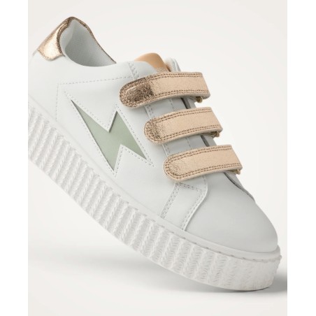Détail basket MAGGIE Originals blanc vert argile rose gold Vanessa Wu