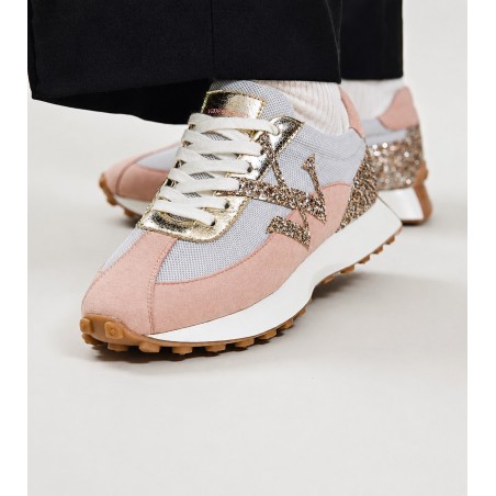 Basket Flow Initial gris bleuté rose poudré glitter gold Vanessa Wu | La Boutique GDR