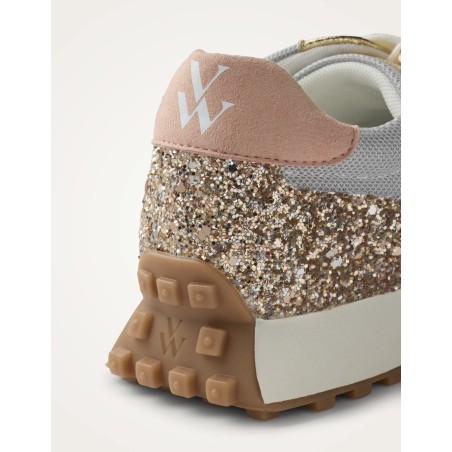 Basket Flow Initial gris bleuté rose poudré glitter gold Vanessa Wu | La Boutique GDR