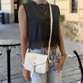 Sac bandoulière Mandoline beige au format compact et élégant