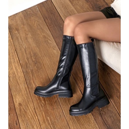 bottes haute a zip noir femme