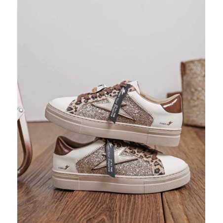 basket lacet pin's leopard glitter silver